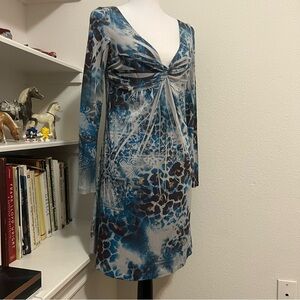 Chic Blue‎ and Brown Midi Dress